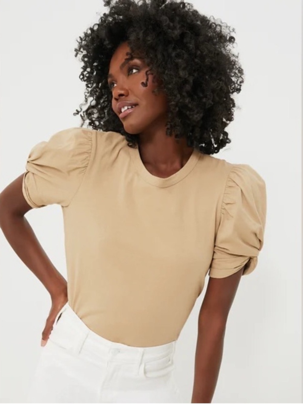 Tuckernuck Pomander Place Camel Puff Sleeve Vesty Tee Medium